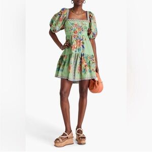 FARM Rio Bright Yard Green Floral Mini Dress
